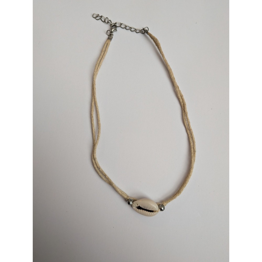 Handmade Cowrie Shell Choker Necklace Cream Cord Boho Beach Jewelry 12 Inch - Picture 2 of 2
